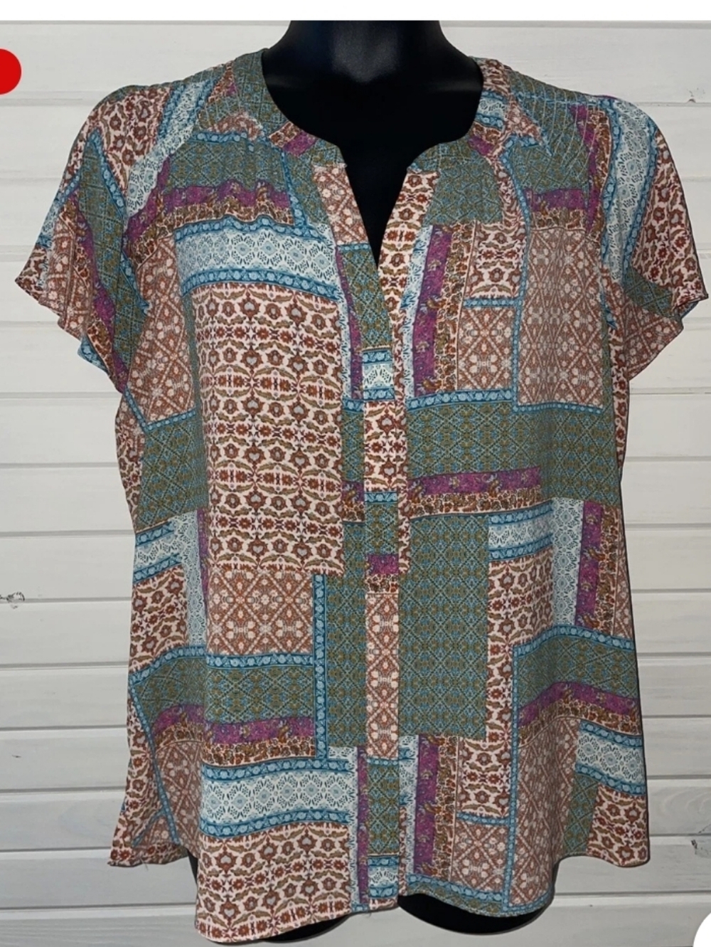 Rose & Olive Plus Sz 1X Floral Patchwork Lightweight   EuC